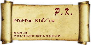 Pfeffer Klára névjegykártya