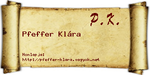 Pfeffer Klára névjegykártya